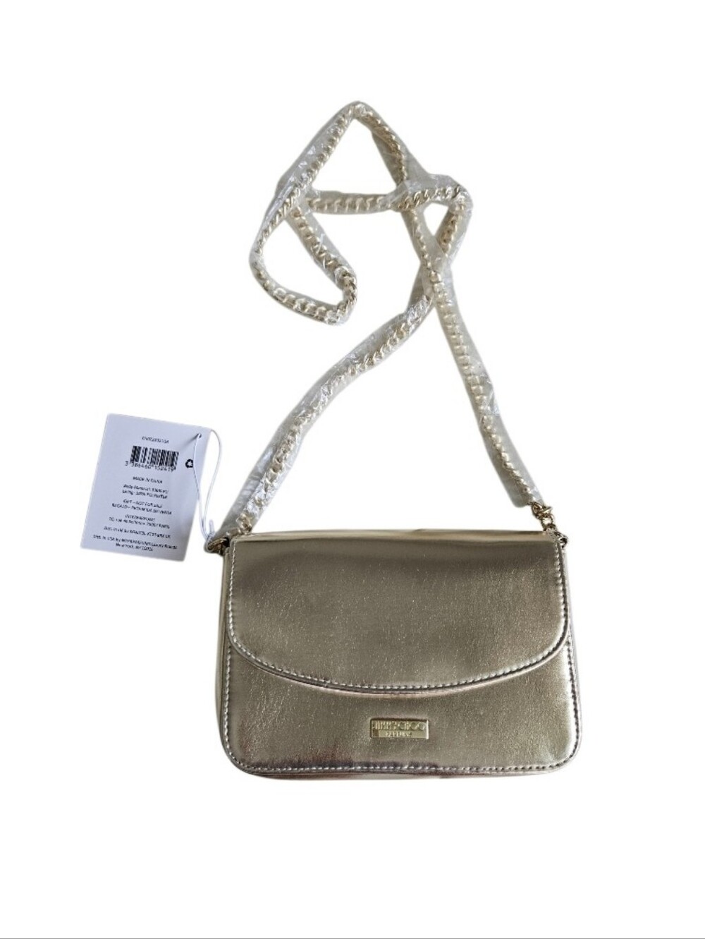 NWT Jimmy Choo Perfum Metallic Gold Crossbody Bag